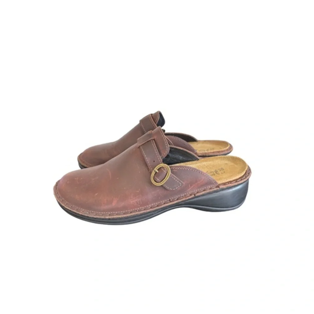 Naot Fiord‎ Brown Leather Buckle Comfort Clog Size 38 or 7
